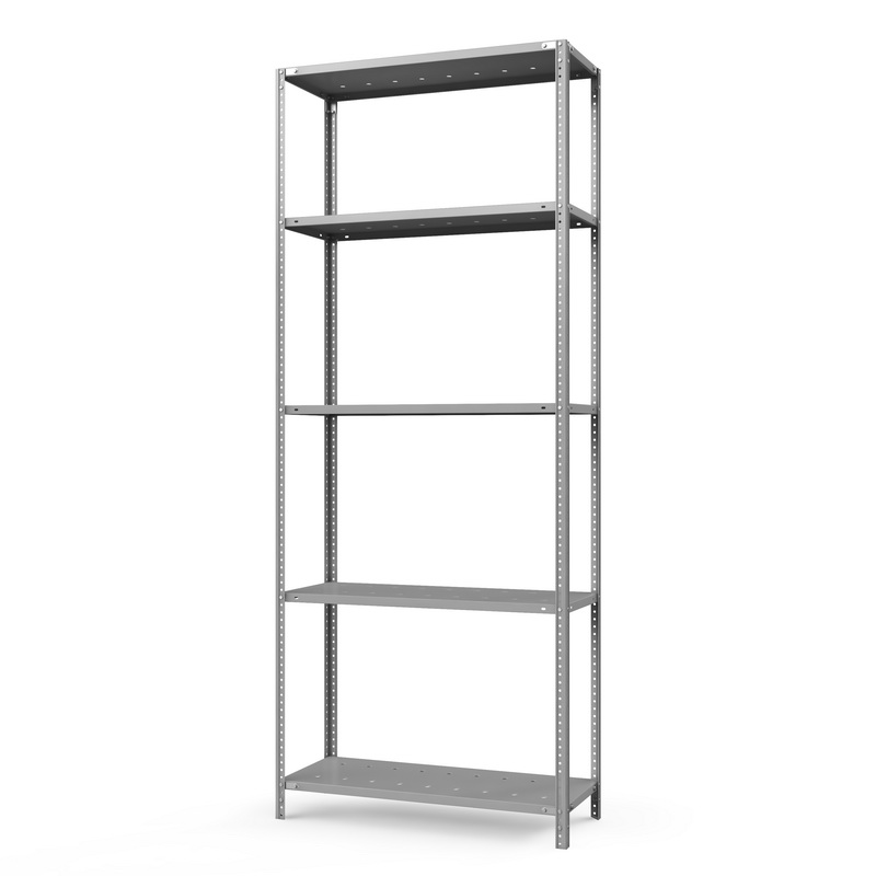 Стеллаж металлический ТС Лайт, 2500x1200x600 мм. Полки: 5 шт. металл перф. (ТС 251206510)